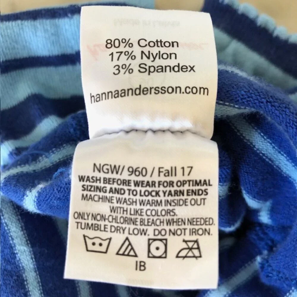 HANNA ANDERSSON Red Heart Blue Stripe Leggings Bottoms 90/100